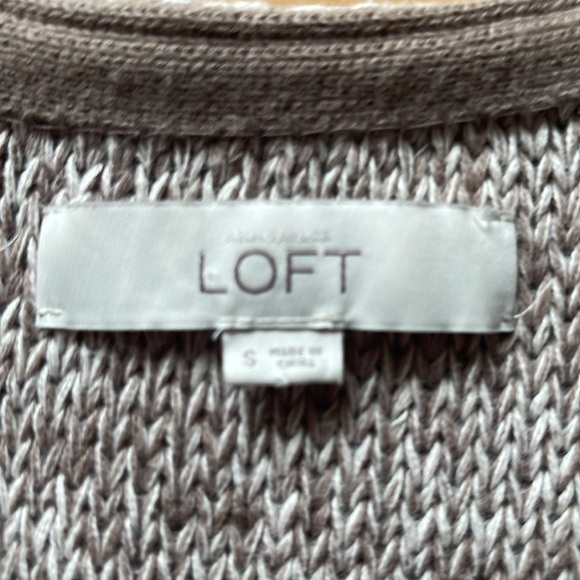 Ann Taylor Loft Sweater Jacket Chunky Knit Tan women’s size Small - Picture 2 of 7